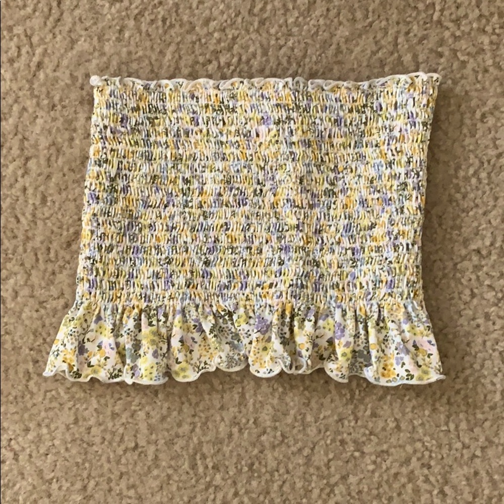 Ruched Floral Tube Top